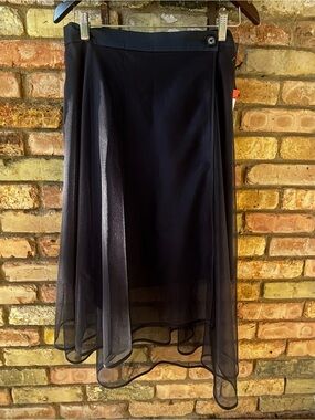 Women's Mazuma  Black High-Low Sheer Overlay Skirt